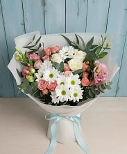 Букет цветов из:  Розы, Лизиантусы и Хризантемы в Кабанске