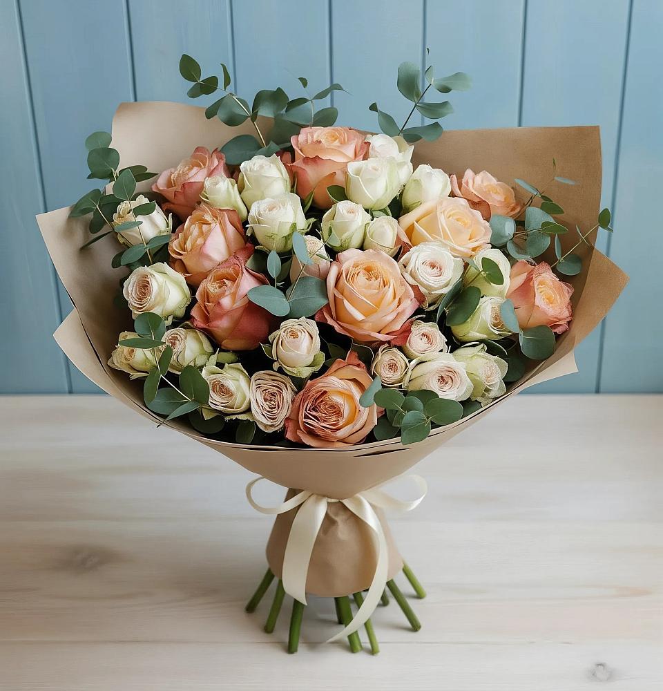 Букет цветов из: Альстромерии и Розы в Кабанске