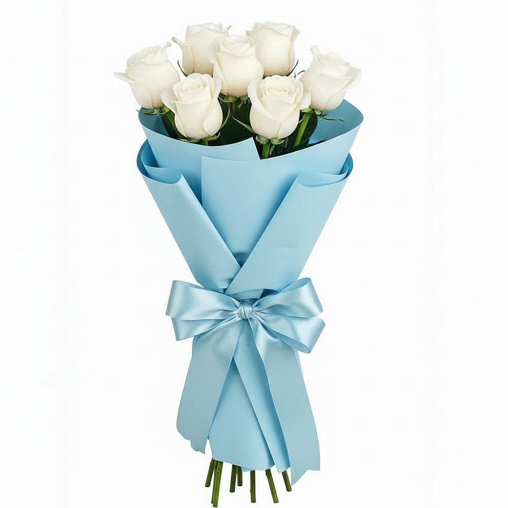 Букет 7 белых роз Проуд в Кабанске