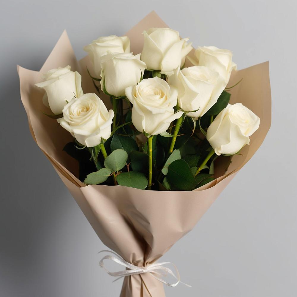 Букет 9 Белых роз Эдлесс Лав в Кабанске
