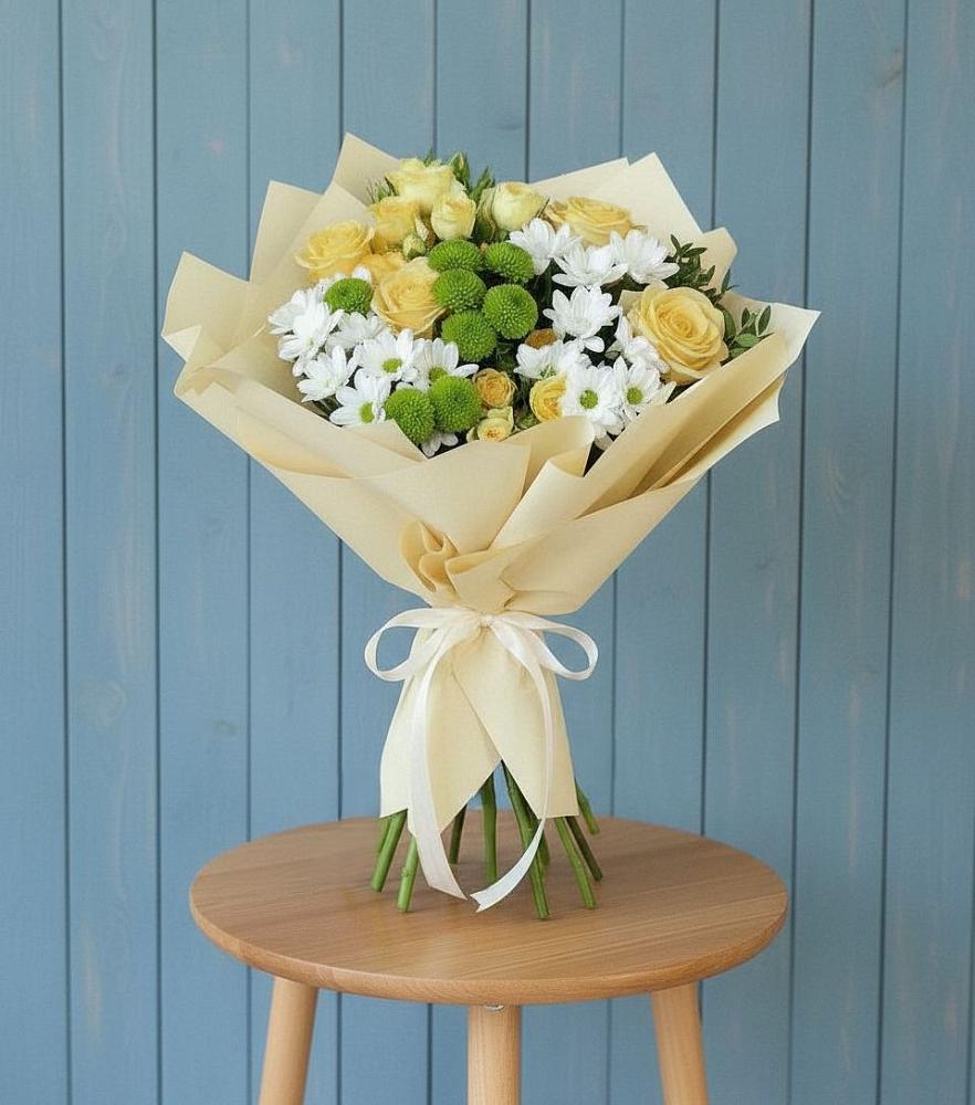 Букет цветов из: Хризантемы и Розы в Кабанске