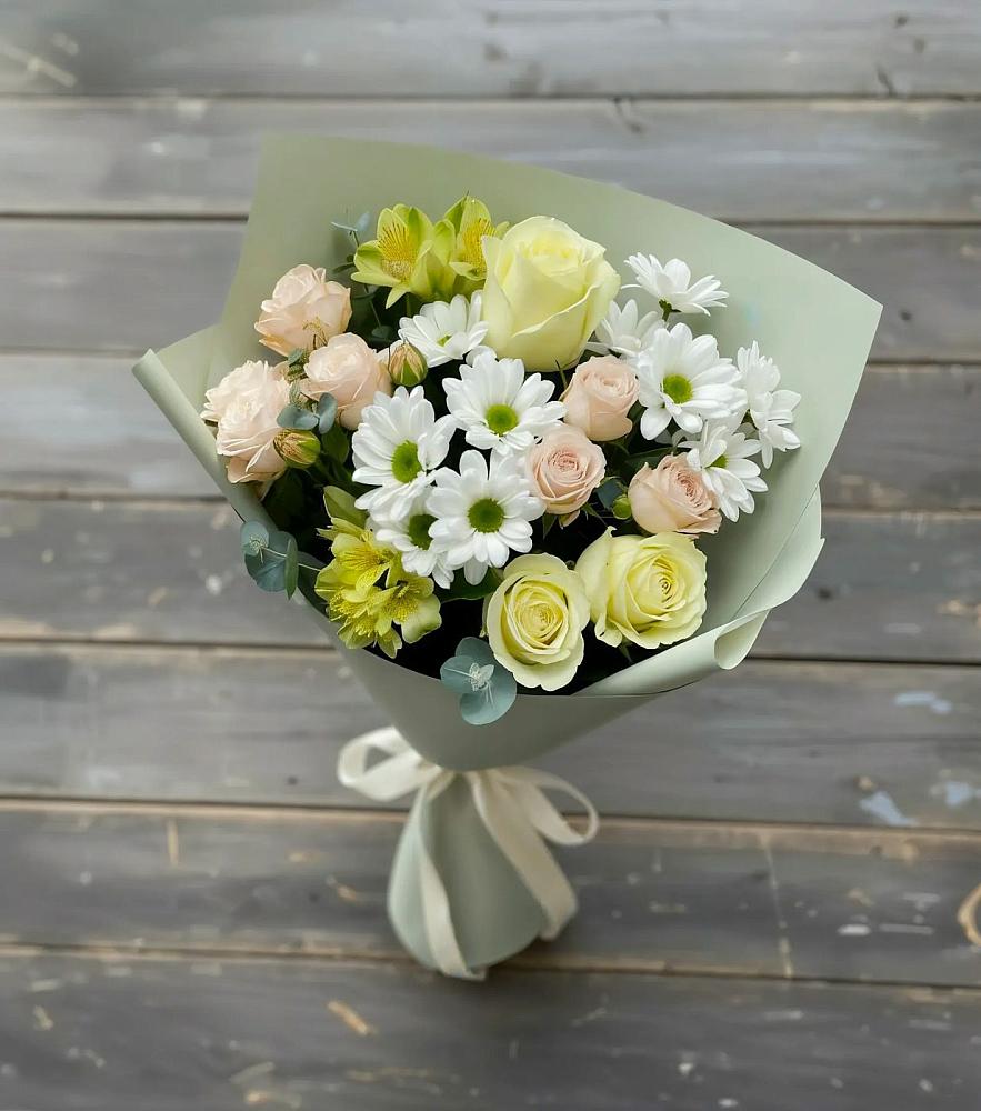 Букет цветов из: Альстромерии, Розы и Хризантемы в Кабанске