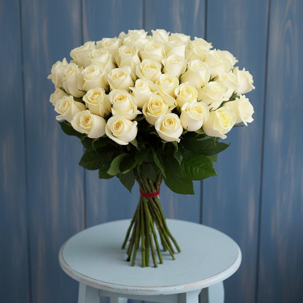 Букет 51 Белая роза Эдлесс Лав в Кабанске