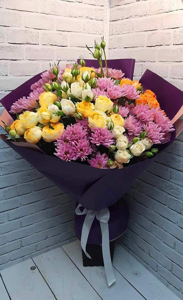 Букет цветов из: Хризантемы и Розы в Кабанске