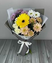 Букет цветов из:  Розы, Герберы и Хризантемы #REPLACE_PRED# Кабанске