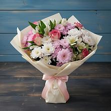Букет цветов из:  Хризантемы, Альстромерии и Розы в Кабанске