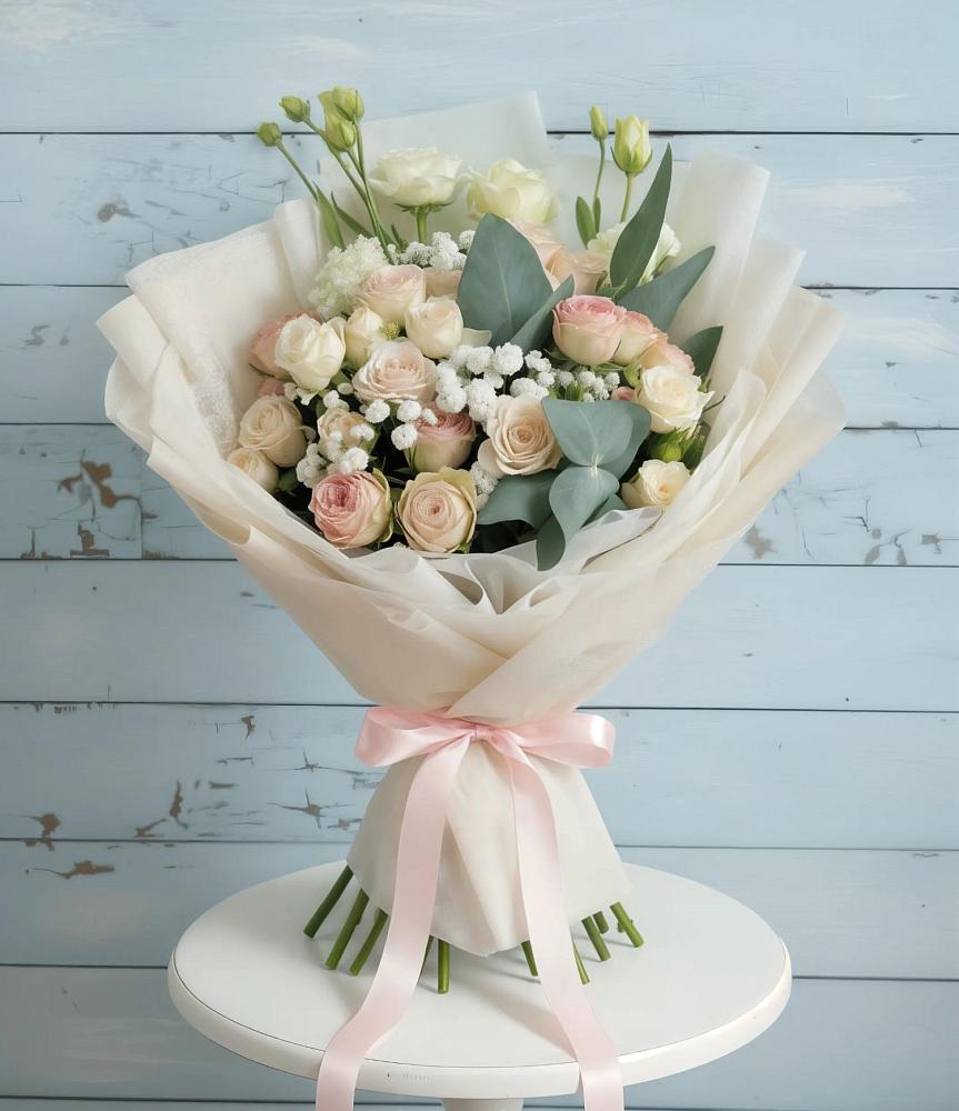 Букет цветов из: Розы и Лизиантусы в Кабанске