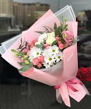 Букет цветов из:  Розы, Лизиантусы и Хризантемы в Кабанске