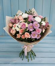 Букет цветов из:  Хризантемы, Розы и Альстромерии #REPLACE_PRED# Кабанске