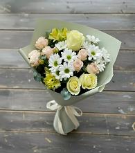 Букет цветов из:  Альстромерии, Розы и Хризантемы в Кабанске